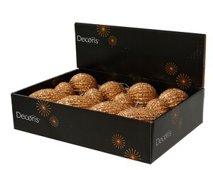 Kerstbal kunststof - D8cm Karamelbruin per stuk - afbeelding 2