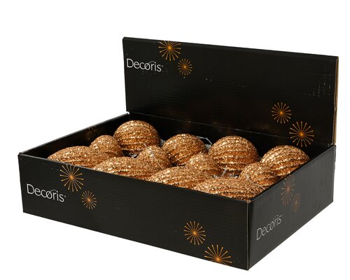 Kerstbal kunststof - D8cm Karamelbruin per stuk - afbeelding 3