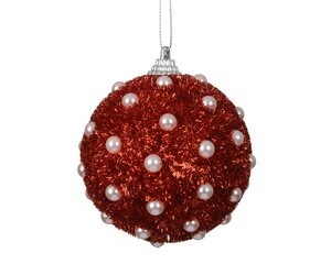 Kerstbal kunststof - D8cm Rood - afbeelding 1