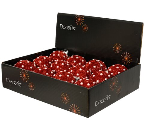 Kerstbal kunststof - D8cm Rood - afbeelding 2