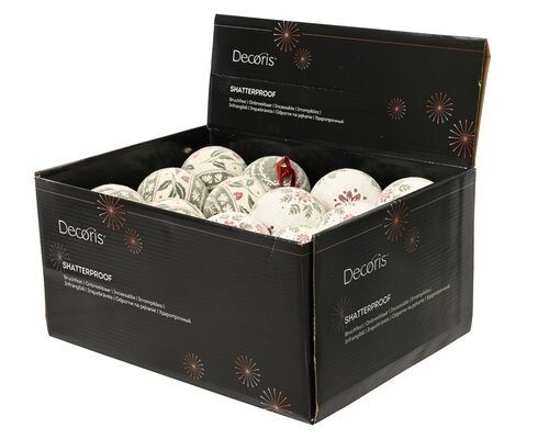 Kerstbal kunststof - D8cm Winterwit per stuk - afbeelding 2