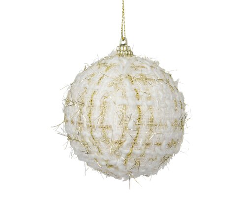 Kerstbal kunststof - D8cm Wolwit - afbeelding 1