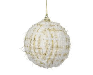 Kerstbal kunststof - D8cm Wolwit - afbeelding 1