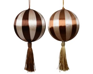 Kerstbal met kwast kunststof - D8cm Espresso per stuk - afbeelding 1