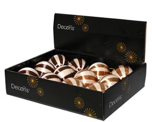 Kerstbal met kwast kunststof - D8cm Espresso per stuk - afbeelding 2