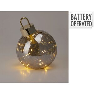 Kerstbal met led grijs - D 15 cm