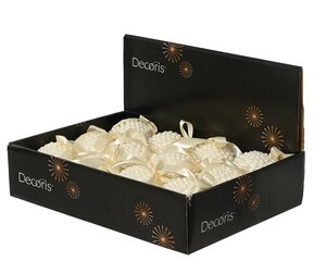 Kerstbal met strik kunststof - D10cm Parel - afbeelding 3