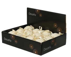 Kerstbal met strik kunststof - D8cm Parel - afbeelding 3