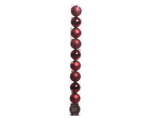 Kerstbal plastic d6cm ossnbld ass 10st - afbeelding 1