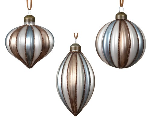 Kerstballen glas bal ui en olijf - D8cm per stuk - afbeelding 1