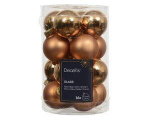 Kerstballen glas d3.5cm brandy 16st - afbeelding 1