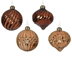 Kerstballen glas - D8cm Espresso per stuk - afbeelding 1