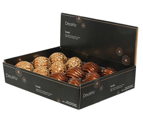Kerstballen glas - D8cm Espresso per stuk - afbeelding 3