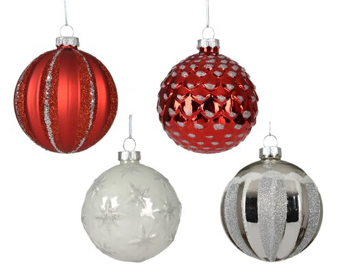 Kerstballen glas - D8cm Kerstrood per stuk - afbeelding 1