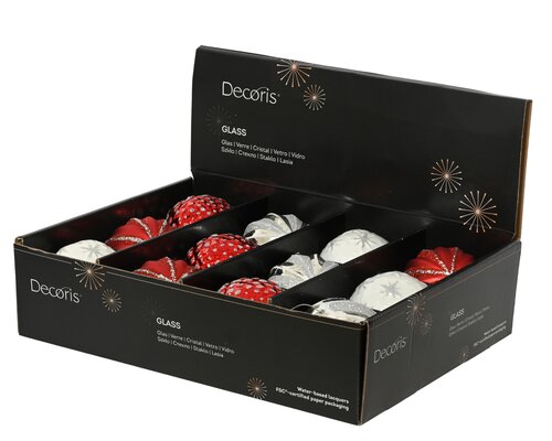 Kerstballen glas - D8cm Kerstrood per stuk - afbeelding 2