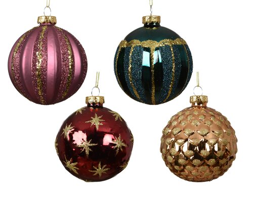 Kerstballen glas - D8cm Meerkleurig per stuk - afbeelding 1
