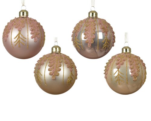 Kerstballen glas - D8cm Roze per stuk - afbeelding 1