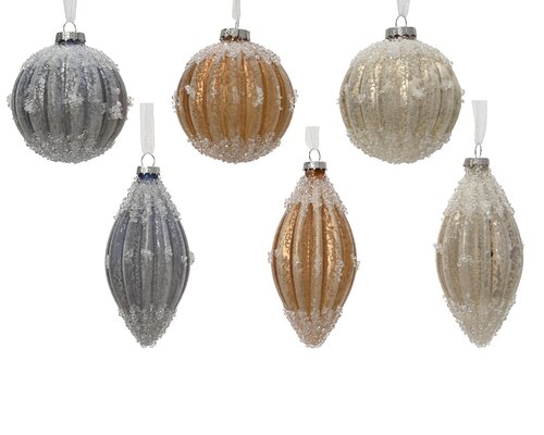 Kerstballen glas - D8cm Winterwit per stuk - afbeelding 1