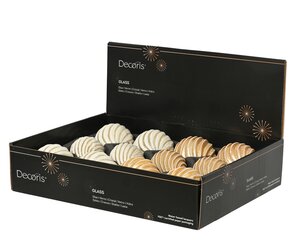 Kerstballen glas - D8cm Wolwit en licht goud per stuk - afbeelding 2