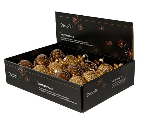 Kerstballen kunststof - D8cm Espresso per stuk - afbeelding 2