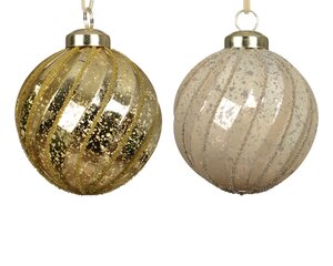 Kerstballen kunststof - D8cm Licht goud per stuk - afbeelding 1