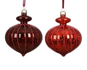 Kerstballen kunststof - D8cm Ossenbloed/kerstrood - 2 Varianten - afbeelding 1