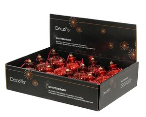 Kerstballen kunststof - D8cm Ossenbloed/kerstrood - 2 Varianten - afbeelding 2