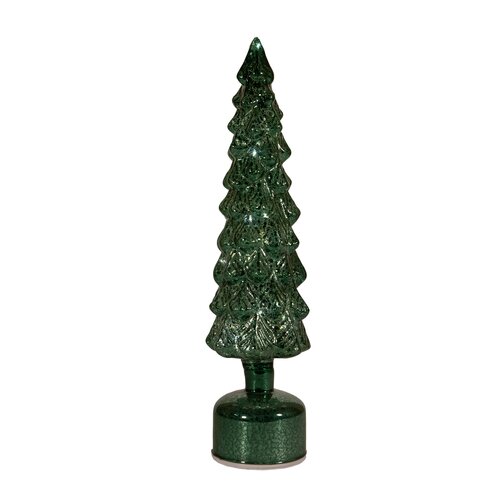 Kerstboom glas draaiend h38cm grn
