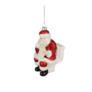 Kerstboom ornament kerstman glas rood - L 9,5 x B 5 x H 11 cm