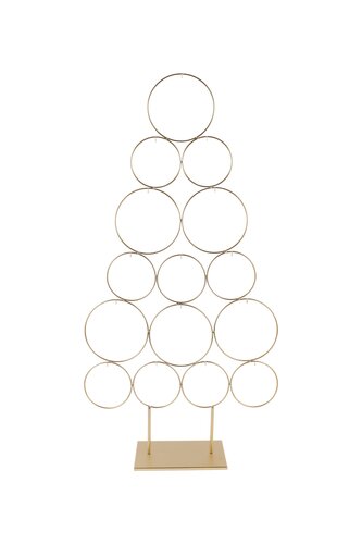 Kerstboom ringen op voet metaal - B64xH124cm Goud