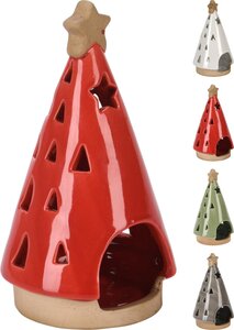 Kerstboom theelichthouder - D 9 x 15 cm - afbeelding 2
