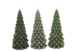 Kerstboomkaars Frosty Majestic groen - H 16 x D 8 cm