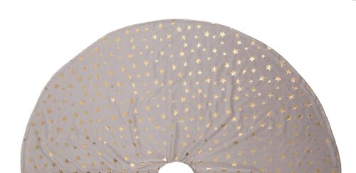 kerstboomkleed fluweel taupe/goud