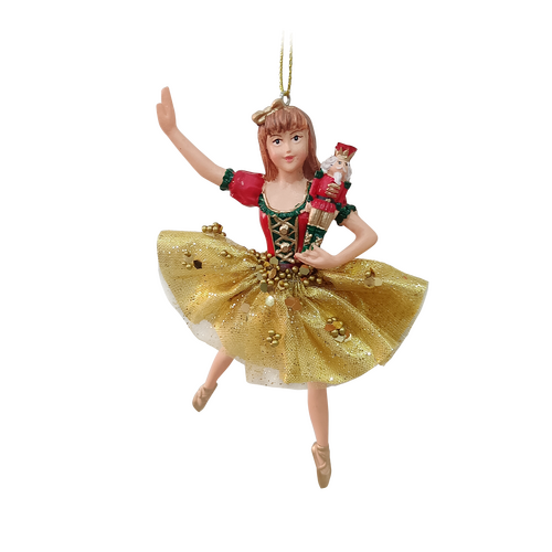 Kerstboomornament ballerina met notenkraker - L 7 x B 4 x H 13 cm - afbeelding 1