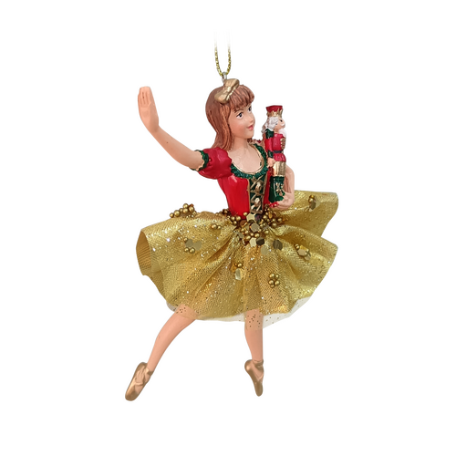 Kerstboomornament ballerina met notenkraker - L 7 x B 4 x H 13 cm - afbeelding 2