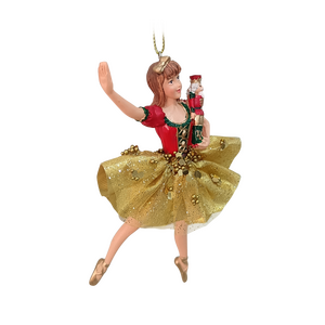 Kerstboomornament ballerina met notenkraker - L 7 x B 4 x H 13 cm - afbeelding 2