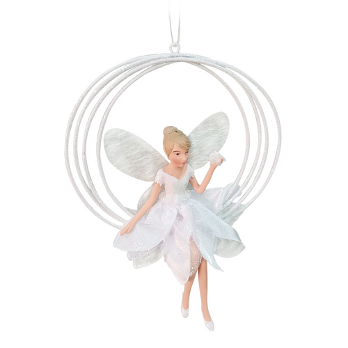 Kerstboomornament elfenfee wit - L 11 x B 4 x H 15 cm - afbeelding 1