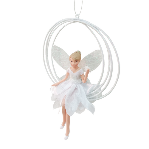 Kerstboomornament elfenfee wit - L 11 x B 4 x H 15 cm - afbeelding 2