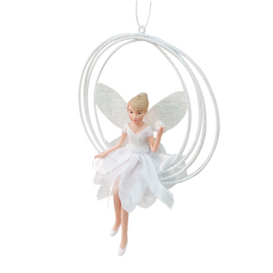 Kerstboomornament elfenfee wit - L 11 x B 4 x H 15 cm - afbeelding 2