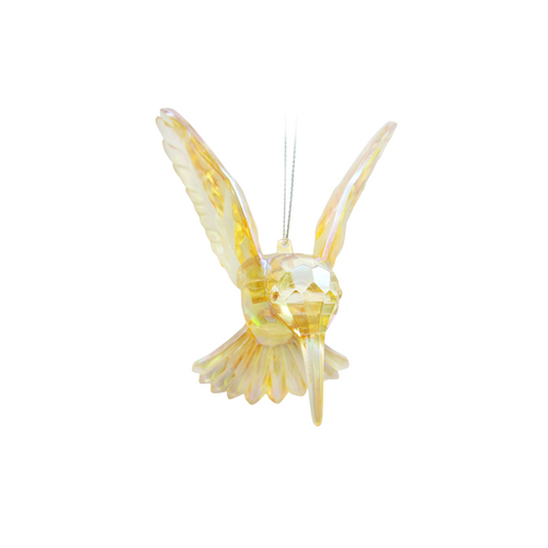Kerstboomornament kolibri goudgeel - L 9 x B 10 x H 11 cm - afbeelding 2