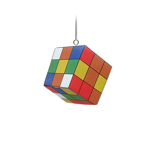 Kerstboomornament retro rubik's cube - B 6 x H 7 cm - afbeelding 1