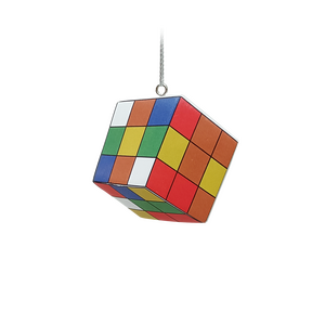Kerstboomornament retro rubik's cube - B 6 x H 7 cm - afbeelding 1