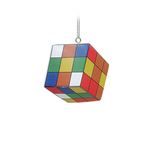 Kerstboomornament retro rubik's cube - B 6 x H 7 cm - afbeelding 2