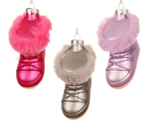 Kerstboomornament snowboots, 3 kleuren - H 8,5 cm x L 9 cm