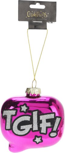 Kerstboomornament tekstwolkje, paars/roze - B 9 cm - afbeelding 3