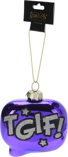 Kerstboomornament tekstwolkje, paars/roze - B 9 cm - afbeelding 2
