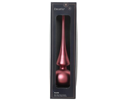 Kerstboompiek glas - D6xH26cm Donkerroze - afbeelding 1
