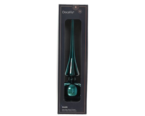 Kerstboompiek glas - D6xH26cm Smaragdgroen - afbeelding 1