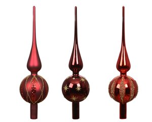 Kerstboompiek glas - D8xH31cm Kerstrood/ossenbloed - 3 Varianten - afbeelding 1
