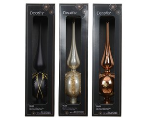 Kerstboompiek glas - D8xH31cm Parel/brandy/zwart - 3 Varianten - afbeelding 1